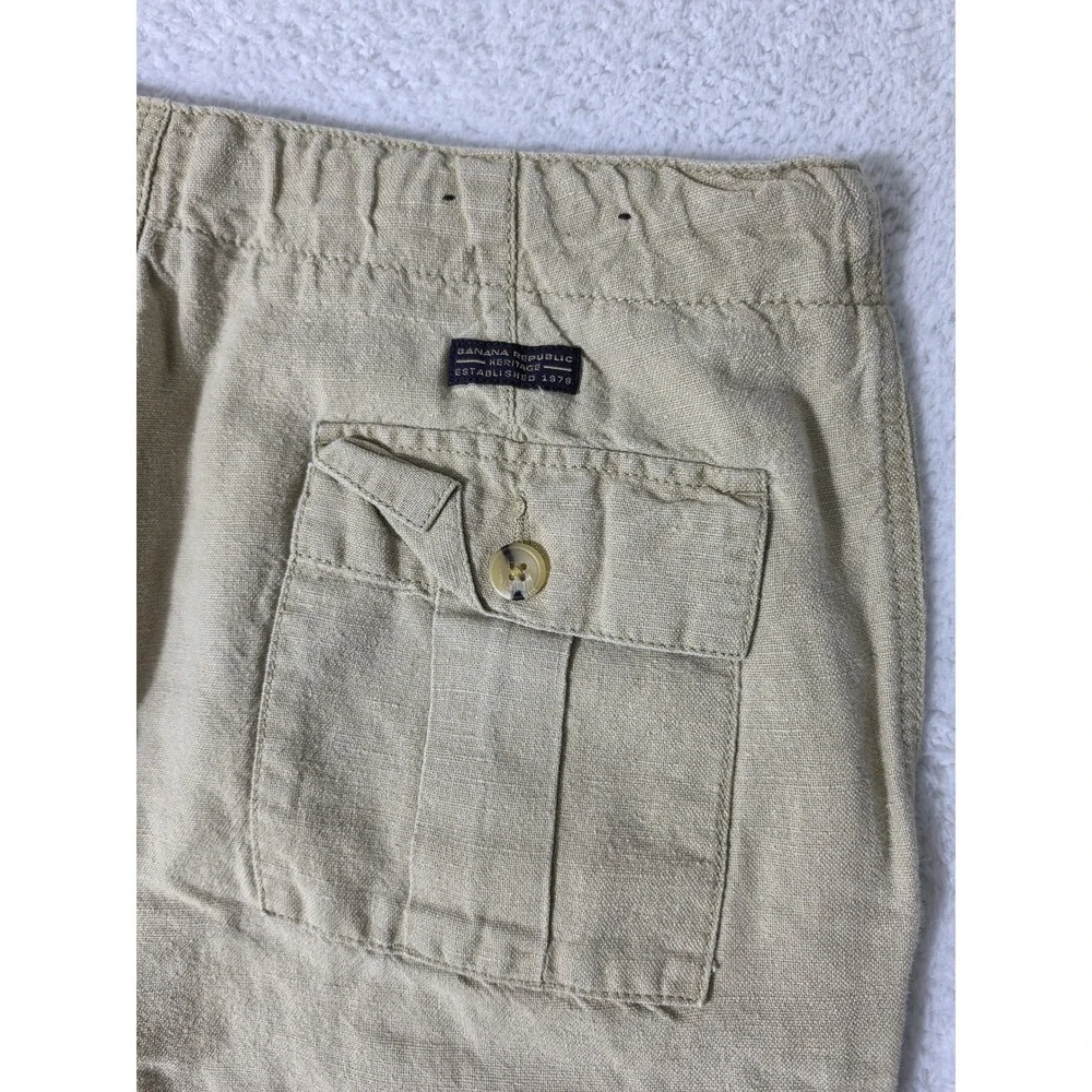 NEW Banana Republic Pants Mens 34/30 Tan Linen Blend Drawstring Heritage 34x30